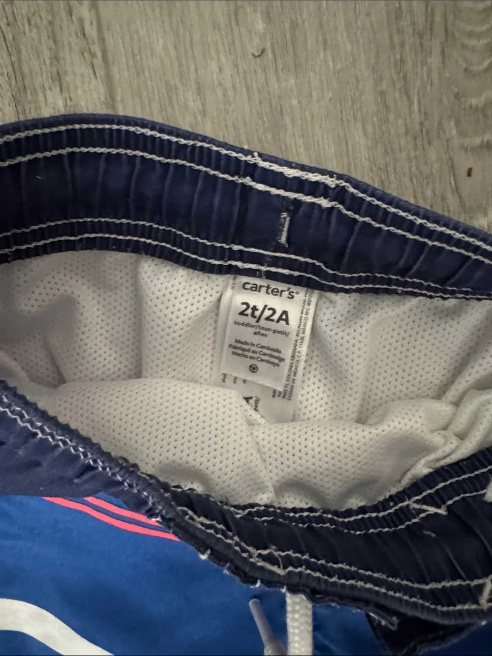 Carter's Kids Swim Trunks - Multicolor Fish Print + Blue Stripes Size 2T